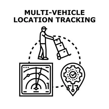 Multi vehicle location tracking system for efficient delivery management Stock Illustration