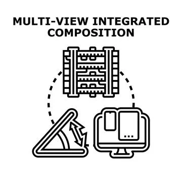 Multi view integrated composition for responsive design and data integration Stock-Illustration