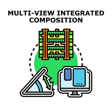 Multi view integrated composition for responsive design and data integration Ilustração Stock