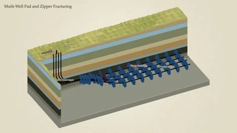 Multi Well Pad Zipper Fracturing Parallel Laterals Shale Oil Block Diagram Видео 344246172