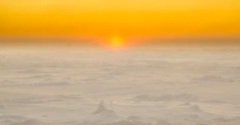 Multi year ice floe during sunset in Antarctica Stock Photos
