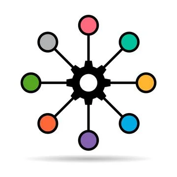 Multichannel digital design shadow icon, omnichannel flat web symbol, interne Stock Illustration