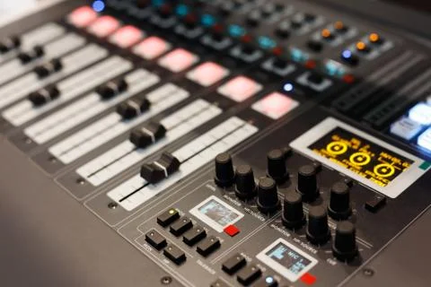 Multichannel digital mixing console Stock Photos