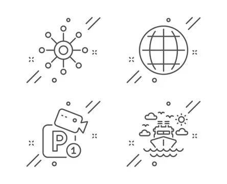 Multichannel, Globe and Parking security icons set. Ship travel sign. Vector イラスト素材