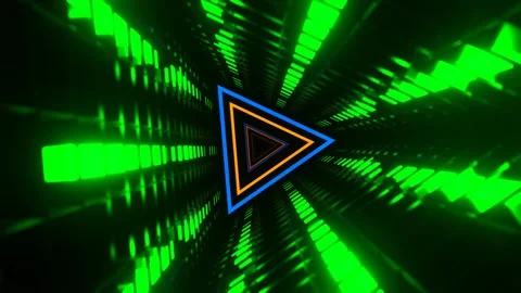 Multiciolors Strobe Light In Triangular Futuristic Tunnel Background VJ Loop Stock Footage 308534089
