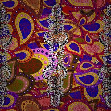 Multicoloblue, brown and red elegant little flowers and funny bugs on a blue, br Stock Illustration