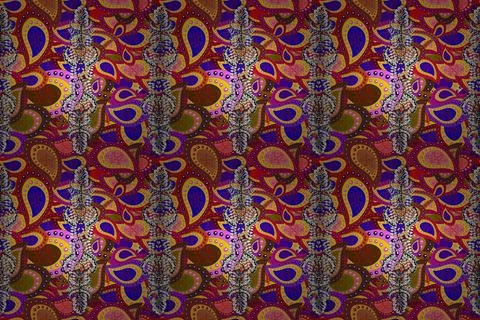 Multicoloblue, brown and red elegant little flowers and funny bugs on a blue, br Stock Illustration