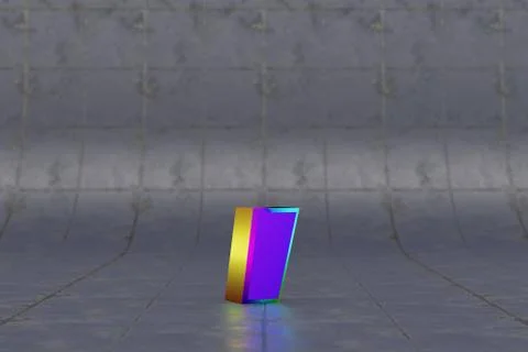 Multicolor 3d coma symbol. Glossy iridescent sign on tile background. 3d Stock Illustration