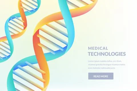 Multicolor 3d DNA on white background. Medical technology, biotechnology, sci Illustrazione stock
