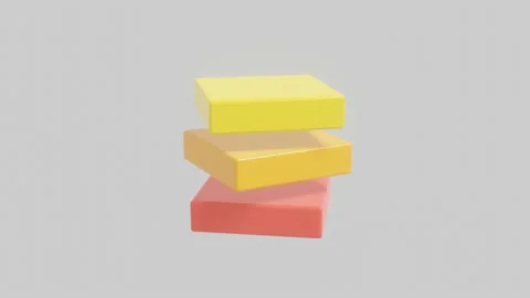 Multicolor 3D elements rotates on a white background. Abstract seamless loop 3D  Stock Footage 168824432