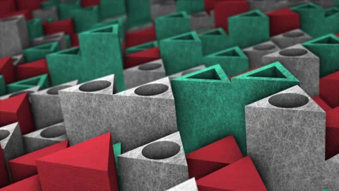 Multicolor 3d geometrical triangular block moving up and down background Stock Footage 227660170