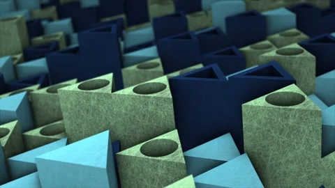 Multicolor 3d geometrical triangular block moving up and down background Video stock 227661535