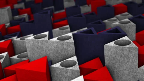 Multicolor 3d geometrical triangular block moving up and down background Stock Footage 227661770