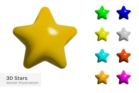Multicolor 3D stars icons set vector illustration design. Stock Illustration