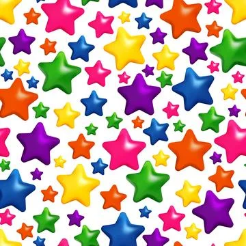 Multicolor 3D stars seamless pattern background. Stock Illustration