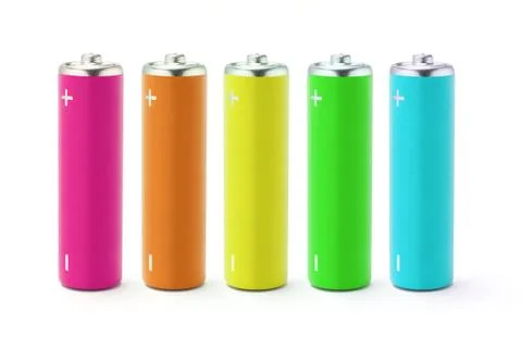 Multicolor aa size batteries Stock Photos