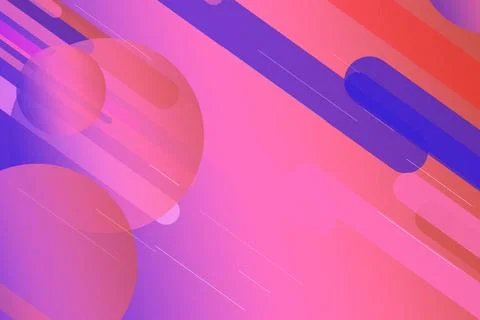 Multicolor abstract 3D circles overlap with fine motion streaks on a pink a.. Illustrazione stock