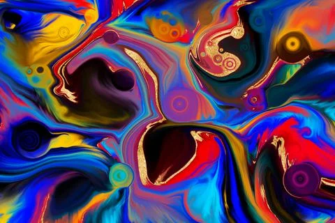 Multicolor abstract, Acrylic pour fluid art background. 3d illustration Stock Illustration