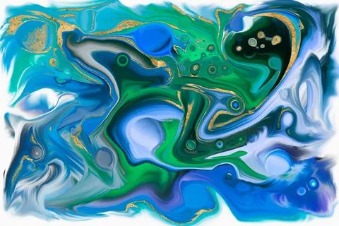 Multicolor abstract, Acrylic pour fluid art background. 3d illustration Stock Illustration