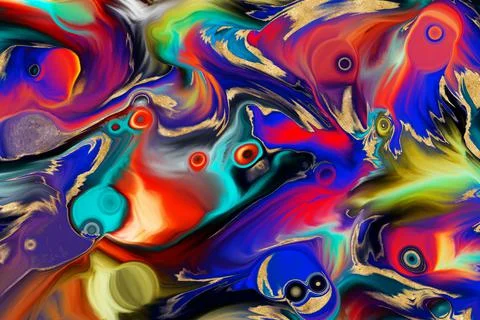 Multicolor abstract, Acrylic pour fluid art background. 3d illustration Illustrazione stock