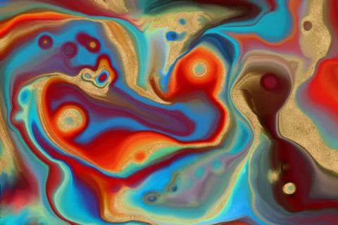 Multicolor abstract, Acrylic pour fluid art background. 3d illustration Stock Illustration