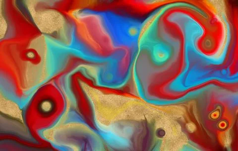 Multicolor abstract, Acrylic pour fluid art background. 3d illustration Stock Illustration