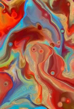 Multicolor abstract, Acrylic pour fluid art background. 3d illustration Stock Illustration