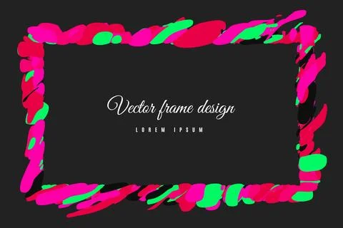 Multicolor Abstract art wave background frame. illustration line Stock Illustration