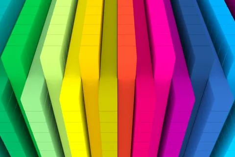 Multicolor abstract background with crossed boxes 3D illustration Stock Illustration