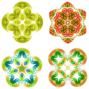 Multicolor abstract flower set Stock Illustration