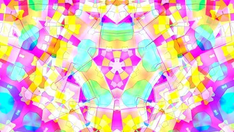 Multicolor Abstract Geometric Embossed Symmetric Pattern Background Loop Stock Footage 161600924