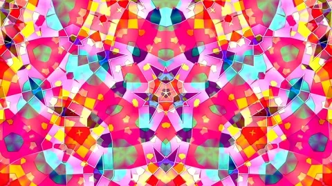 Multicolor Abstract Geometric Embossed Symmetric Pattern Background Loop Stock Footage 161600944