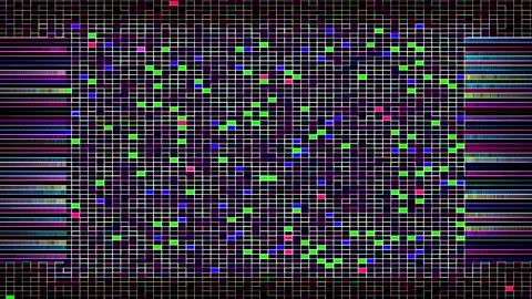 Multicolor Abstract Geometric Square Line Techno Stock Footage 335858479