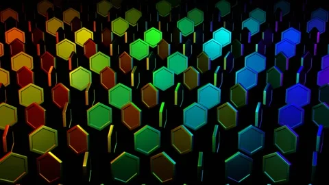 Multicolor Abstract Hexagons Rotation Background VJ Loop in 4K Stock Footage 307688503