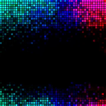 Multicolor abstract lights disco background. Square pixel mosaic Stock Illustration