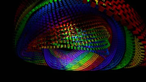 Multicolor Abstract Rotation of Cubic Rings Background VJ Loop in 4K Stock Footage 276372650