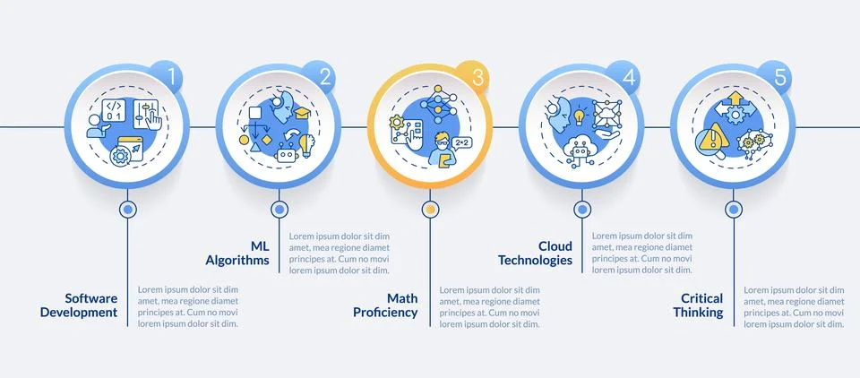 Multicolor AI engineer layout with line icons Stock Illustration