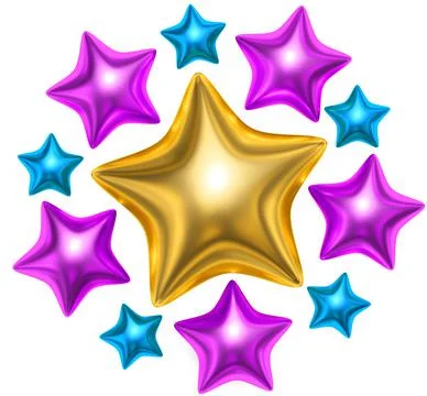 Multicolor air balloons star shape on a white background. Isolated. Stock Illustration