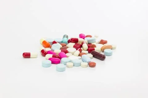 Multicolor antibiotics tablets. Stock Photos