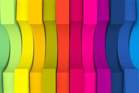 Multicolor arches abstract background 3D render illustration Stock Illustration