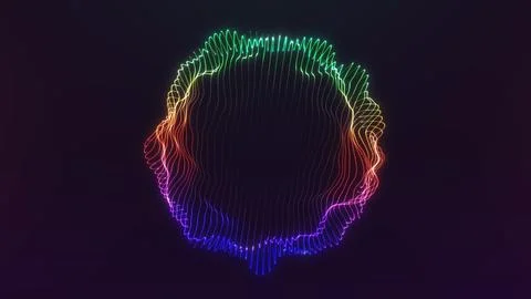Multicolor audio wave orb illustration with glowing spectrum lines, music v.. Stock Illustration