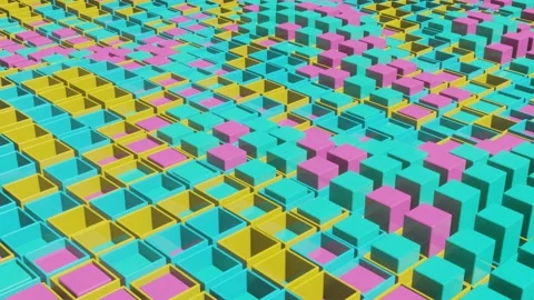 Multicolor balls and rectangular shapes. Abstract 3d rendered geometric motion Stock Footage 163674795