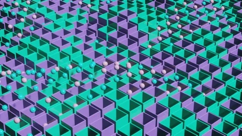 Multicolor balls and rectangular shapes. Abstract 3d rendered geometric motion Stock Footage 163674833