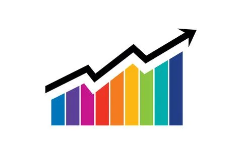 Multicolor Bar with Rising Up Arrow Stock Illustration
