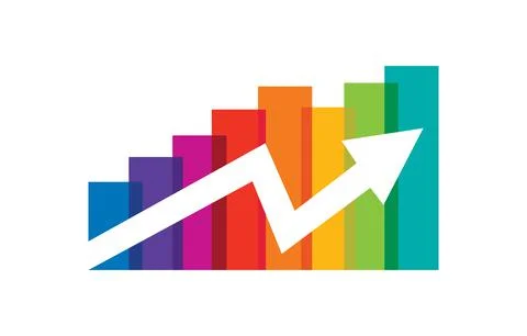 Multicolor Bar with Rising Up Arrow Stock Illustration