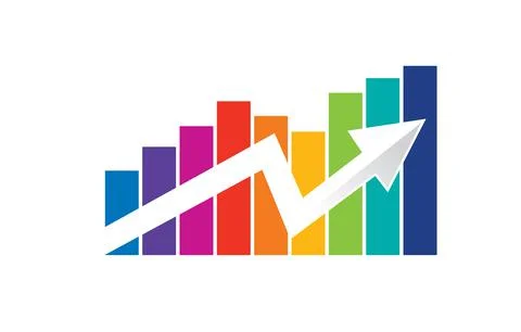 Multicolor Bar with Rising Up Arrow Stock Illustration