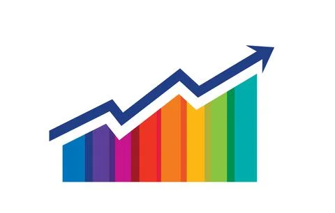 Multicolor Bar with Rising Up Arrow Stock Illustration