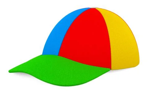Multicolor baseball cap. 3D rendering Illustrazione stock