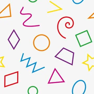 Multicolor basic geometrical shapes seamless pattern. Stock Illustration