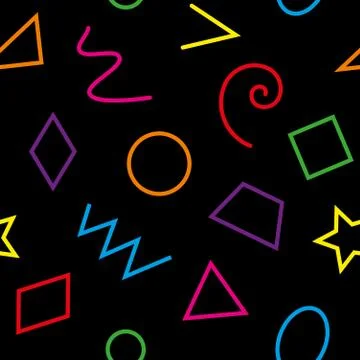 Multicolor basic geometrical shapes seamless pattern. Stock Illustration